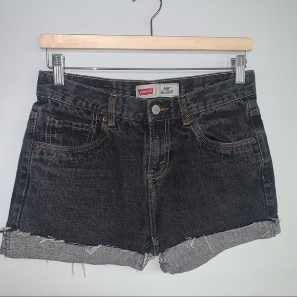 Levi’s 550 Cutoff Denim Shorts Black Faded  High Waisted Relaxed Women’s Size 29 - Picture 4 of 7